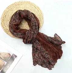 【ブロンズ】ストール レディース 大判 シワ加工 配色 配色デザイン 薄手 春夏 秋 首元 日よけ 冷房対策 日差し対策