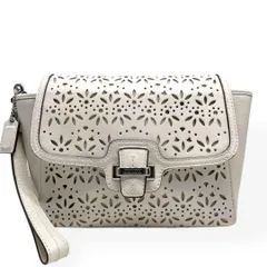 未使用級　COACH コーチ　クラッチバッグ　セカンドバッグ　ホワイト　レザー