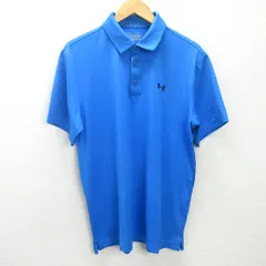 G■アンダーアーマー/UNDER ARMOUR 半袖ドライポロシャツ/スポーツウェア【XL】青/men's/36【中古】■