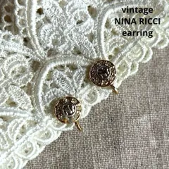 07553ヴィンテージ ニナリッチロゴ入りクリアストーンイヤリング