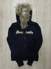 アバクロンビー タイトフィット フードジップアップ ネイビー s