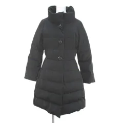 ケイトスペード KATE SPADE ダウンコート ミドル丈 4-A 黒系 ブラック リボンモチーフ ジップアップ ポケット 裏地 無地