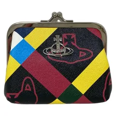VivienneWestwood(ヴィヴィアンウエストウッド) コインケース - 黒×イエロー×マルチ オーブ/がま口/VEGAN レザー