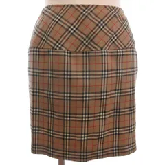 バーバリーブルーレーベル BURBERRY BLUE LABEL 台形スカート ミニ ノバチェック ウール ベージュ系 36 S位 ■ECT