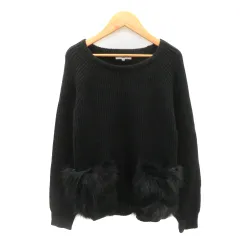 ナチュラルビューティーベーシック NATURAL BEAUTY BASIC ニット セーター 長袖 フェイクファー M 黒 ブラック /YK36