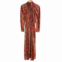 COLUMN コラム 花柄 ポリエステル 長袖 ロング マキシ ワンピース 38