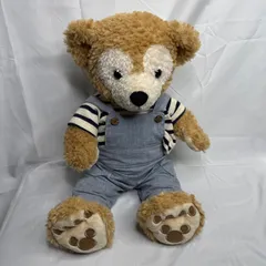 【美品】東京ディズニーシー ダッフィー ぬいぐるみ Sサイズ相当 マリンコーデ ボーダーTシャツ＆サロペット着用 TDS Disney