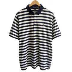 POLO RALPH LAUREN ポロ ラルフローレン CLASSIC FIT ポロシャツ 半袖 ボーダー ワンポイントロゴ 刺繍 紺×白 XLサイズ No.M080
