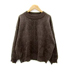 ビームスハート BEAMS HEART ニット セーター 長袖 クルーネック 総柄 オーバーサイズ 茶 ブラウン /SY24