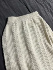 ヴィンテージ アイボリー ニット ロング丈スカート スカート ケーブル編み 編み ケーブル