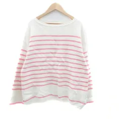 ニコアンド Niko and.. ニット セーター ラウンドネック 長袖 ボーダー柄 M オフホワイト ピンク /HO53