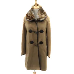 B&Y ユナイテッドアローズ BEAUTY&YOUTH ビューティー&ユース ダッフルコート ロング丈 フード付き ライナー付き フェイクファー付き ウール M ベージュ /YK4