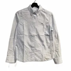 ラコステ LACOSTE シャツ ストライプ ワンポイント 42 白 ホワイト 白 ホワイト ライトブルー ■GY58