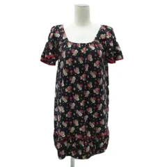 スナオクワハラ sunao kuwahara チュニック スクエアネック M マルチカラー 黒 ブラック 花柄 半袖 /HO32 ■GY61