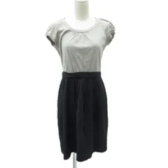 アンタイトル UNTITLED ドッキングワンピース 2 M バイカラー グレー 紺 ネイビー 半袖 ラウンドネック ひざ丈 /HO34 ■GY61