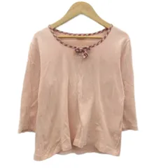 ピンクハウス PINK HOUSE Tシャツ カットソー 七分袖 M ピンク リボン レース /SM44 ■GY61
