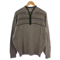 クロコダイル CROCODILE ニット セーター 長袖 ハーフジップ ロゴ刺繍 ウール L グレー 1603-48306 /BM