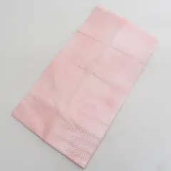 名古屋帯 正絹 八寸帯 白色ｘ薄ピンク色 市松に裂取調 全通柄 カジュアル 仕立て上がり 着物帯