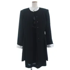 セシレーヌ Cecilene スーツ セット ノーカラー ロング ジャケット 長袖 ワンピース 半袖 ひざ丈 コサージュ セレモニー 13 黒 ブラック