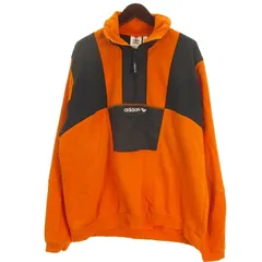 アディダス adidas ハーフジップ トレーナー 裏起毛 オレンジ 2XL