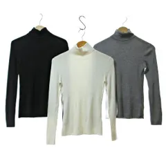 ユニクロ UNIQLO タートルネック リブ ニット セーター 長袖 3点 3着 セット まとめ M 白 黒 グレー 1222