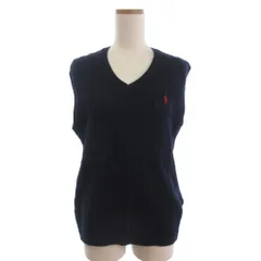 ポロ ラルフローレン POLO RALPH LAUREN ニットベスト Vネック ケーブル ポニー 紺 ネイビー S