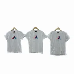 アディダス adidas タグ付き UST Tシャツ カットソー 半袖 ラウンドネック ロゴプリント 3点セット L OT マルチカラー 白 ホワイト CZ648 /YS6