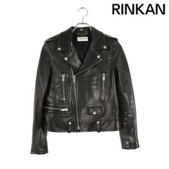 サンローランパリ  L01 / 455751 YC2EB LOVEパッチモーターサイクルライダースレザージャケット レディース F38