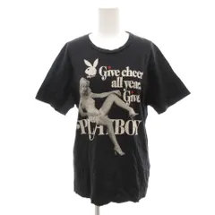 ヒステリックグラマー HYSTERIC GLAMOUR PLAYBOY コラボ Tシャツ カットソー M 黒 ブラック 半袖 グラフィックプリント ラウンドネック /NL ■GY06