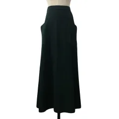 デプレ DES PRES トゥモローランド スカート フレア ロング ウエストゴム 無地 32 緑 グリーン