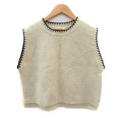 スタディオクリップ Studio Clip ニットベスト プルオーバー F ベージュ 黒 ブラック /YK13