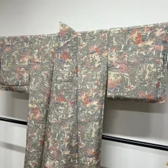 小紋　楓　梅花　花模様　風景模様　淡色　着物　103tz