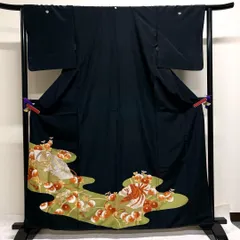 黒留袖　五つ紋　五三桐紋　金駒刺繍　比翼付き　刺繍　鳳凰　菊花　着物　102tz