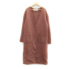 ルシェルブルー LE CIEL BLEU ノーカラーコート ロング丈 無地 ウール 36 S ピンク /SY9