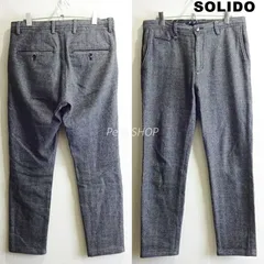 SOLIDO　ソリード　ヘリンボーンテーパードパンツ　メンズ M 相当　強 ストレッチ　秋冬　グレー　日本製　美品　Sz.02　メンズのサムネイル