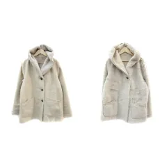 グローブ grove フェイクムートンコート フェイクファーコート ショート丈 リバーシブル フード付き S ベージュ /YM4