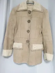 Karl donoghue ウール フリース ムートン ボタン ジャケット ベージュ レディース XS