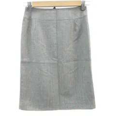 ナチュラルビューティーベーシック NATURAL BEAUTY BASIC タイトスカート ひざ丈 総柄 シルク混 XS ブラック 黒 /YM8