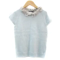 ニューヨーカー NEWYORKER ニット カットソー 半袖 ラビットファー M ライトブルー 水色 /YM31