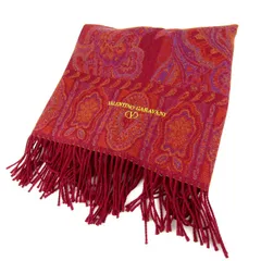 ヴァレンティノ・ガラヴァーニ ストール ひざ掛け ペイズリー 未使用 ブランド 小物 レディース ワインレッド Valentino Garavani 【中古】