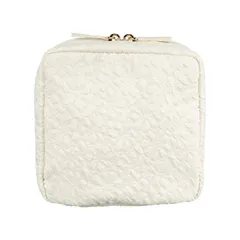 化粧ポーチ エンボスメイクポーチ ベージュ 小物入れ 可愛い 花柄 スクエア コスメポーチ トラベルポーチ 化粧品 ポーチ 大きめ 小さめ 大容量 機能的 かわいい 縦型 [AA0301]