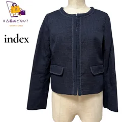 index インデックス ワールド ノーカラー ツイード ジャケット ネイビー 紺 冠婚葬祭 卒業式 入学式 フォーマル セレモニー 七五三 お受験 発表会 レディース 結婚式 披露宴 パーティー きれいめ 上品 清楚 事務 オフィス ビジネス  アウター