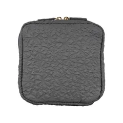 化粧ポーチ エンボスメイクポーチ ダークグレー 小物入れ 可愛い 花柄 スクエア コスメポーチ トラベルポーチ 化粧品 ポーチ 大きめ 小さめ 大容量 機能的 かわいい 縦型 [AA0307]