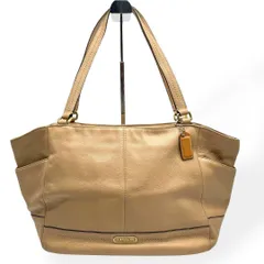 良品　COACH コーチ　トートバッグ　レザー　肩掛け　A4可　ベージュ