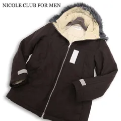 Y2K 00s★ NICOLE CLUB FOR MEN ニコルクラブ フォーメン 秋冬 ファー★ 中綿 ウール ツイード コート Sz.M メンズのサムネイル