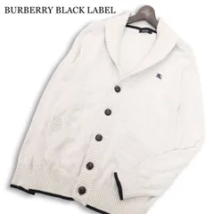 BURBERRY BLACK LABEL バーバリー ブラックレーベル 通年 ホース刺繍★ ショール ニット カーディガン Sz.3　メンズ グレー