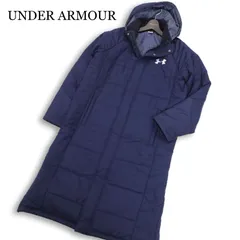 UNDER ARMOUR アンダーアーマー 秋冬 中綿★ フーディー ベンチコート ロング コート Sz.SM メンズ ネイビー