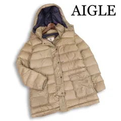 AIGLE エーグル 秋冬 軽量♪ フーデッド ダウン ジャケット コート Sz.S　レディースのサムネイル