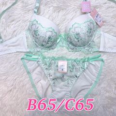 ブラジャーショーツセット B65 水色 サックス 育乳ブラ ランジェリー