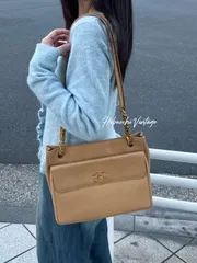 【中古】CHANEL シャネル ココマーク マトラッセ ショルダーバッグ ベージュ キャビアスキン 3番台 ヴィンテージ レディース【中古美品】HIBUOCHI VINTAGE